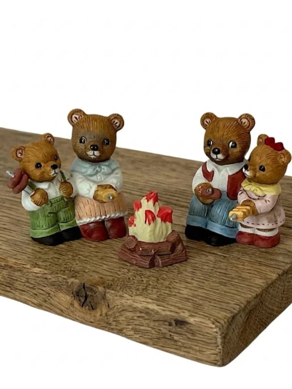 Vintage Campfire Bear Family #1446 Porcelain Hand Painted Figures 3 Piece Set